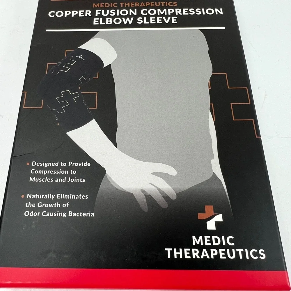 Medic Therapeutics Elbow Sleeve Unisex Large Black New Copper Fusion Compression